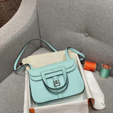 에르메* 미니 할잔백 아토 블루 은장 스위프트