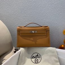 에르메* 미니 켈리백22 골드브라운 은장 앱송