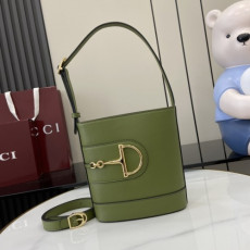 구* 그린 레더 73 미니 버킷백