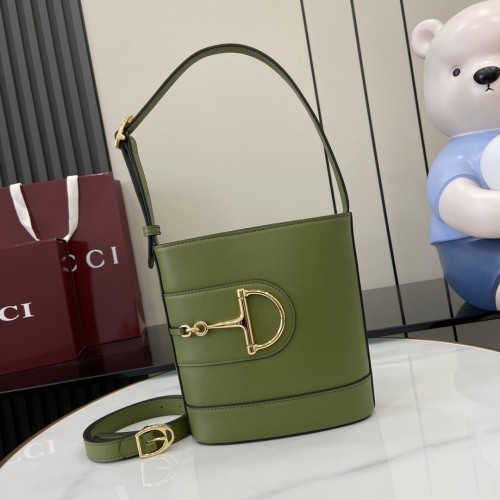 구* 그린 레더 73 미니 버킷백