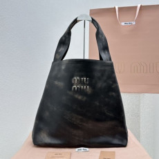 미우미* 디스트레스 이펙트 레더 로고 토트백 5505