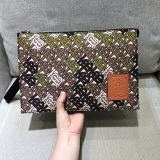  2020 tb nylon & leather clutch bag , 29cm - 버버* 2020 tb 남여공용 나일론&레더 클러치백 ,burb0404,29cm,브라운