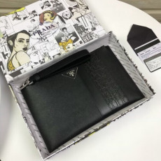  2020 leather mens clutch bag ,28cm - 프라* 2020 레더 남성용 클러치백 2nh005-3,28cm,블랙
