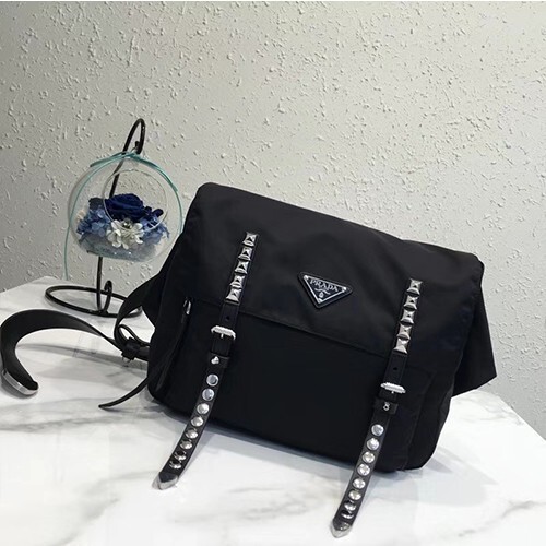 프라* 블랙 나일론 벨트백 1bl013