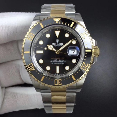 롤렉* 씨-드웰러 vip타입 싱크로율 완벽!! 투톤콤비 18k rg 44mm 남성용시계 세라믹 베젤 블랙 다이얼 eta 2836-2 오토매틱 무브먼트 rol0834 -  top grade qualit sea-dwelle black ceramic bezel 44mm mens black dial swiss eta 2836 a2 automatic movem