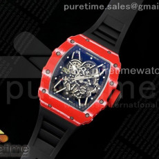 리차드 밀 레드카본 블랙스트랩 rm035-02 skeleton dial on black rubber strap