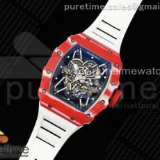 리차드 밀 레드카본 화이트스트랩 rm035-02 skeleton dial on white rubber strap