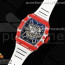 리차드 밀 레드카본 화이트스트랩 rm035-02 skeleton dial on white rubber strap