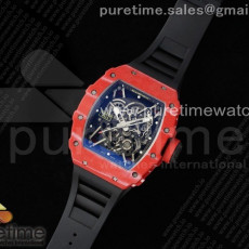리차드 밀 rm035 카본 rm035-02 red ntpt zf 11 skeleton dial on black rubber strap