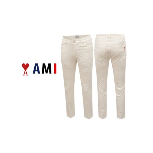 ami 아미 미니 패치 슬림핏 화이트진