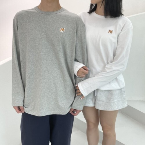 maison kitsun* 메종키츠* 폭스패치 라운드 긴팔