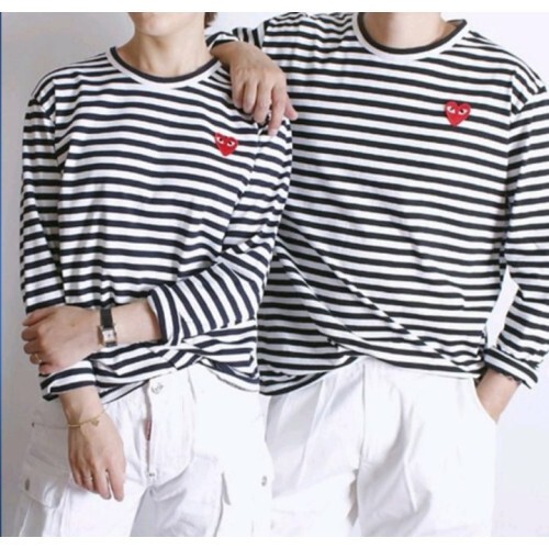 comme des garco** 꼼데가르* 하트 단가라 긴팔 티셔츠