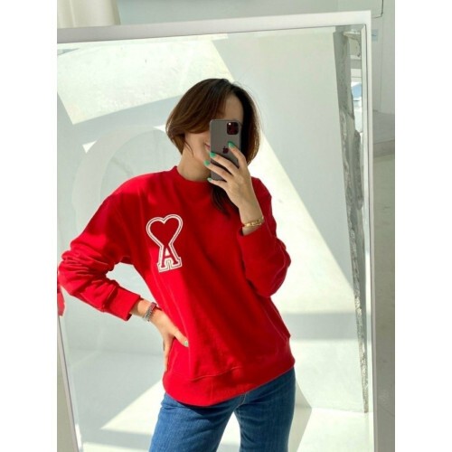 ami 아미드커 투톤 패치 기모 스웻 맨투맨