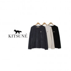 maison kitsun* 메종키츠* 폭스 벨벳 골지 라운드 니트