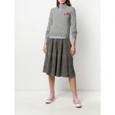 comme des garco** 꼼데가르* 더블하트 울 v넥니트