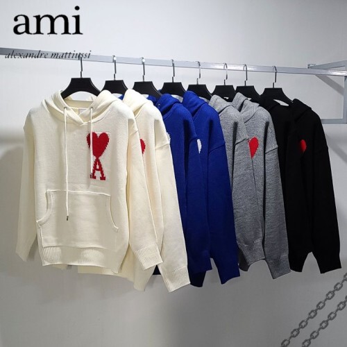 ami 아미 빅하트 후드 커플 니트