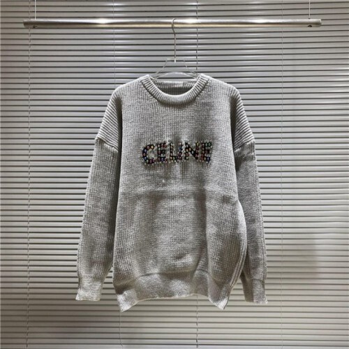  셀린* 크리스탈 로고 니트