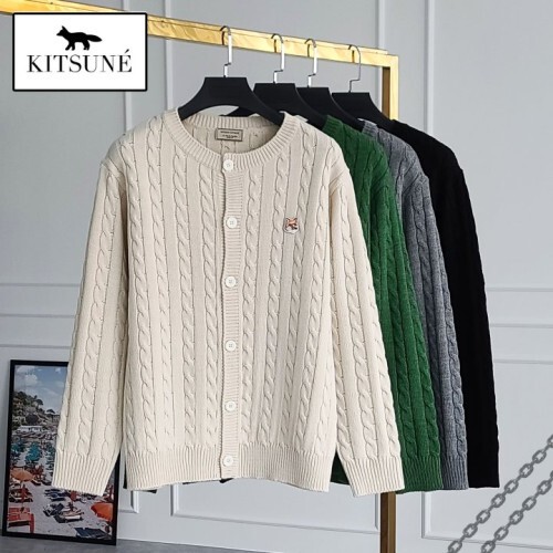 maison kitsun* 메종키츠* 폭스헤드 케이블 라운드 가디건