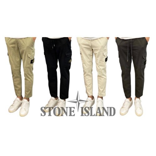 stone islan＊스톤아일랜＊ 컴퍼스 백포켓 리플렉터 카고 9부 스판밴딩 팬츠