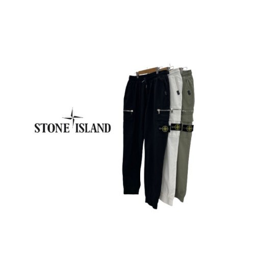 stone islan＊스톤아일랜＊ 린넨 지퍼 카고조거팬츠