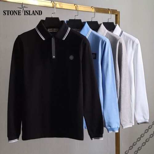 stone islan＊스톤아일랜＊ 사각패치 라인 긴팔 카라티
