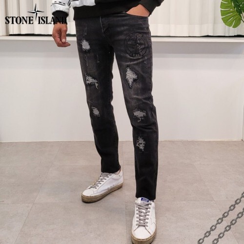 stone islan＊ 스톤아일랜＊나침반자수 흑 청바지