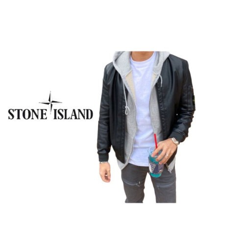 stone islan＊ 스톤아일랜＊ 레더 블루종 자켓