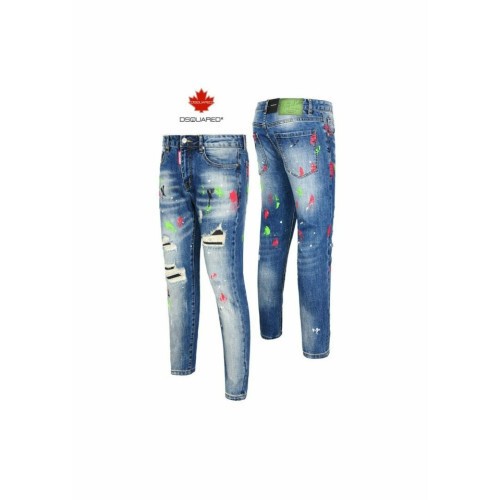dsquared2 22 s/s 디스퀘어드 컬러9부 구제 진청 페인트