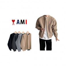 ami 아미 미니패치 원버튼 크롭 골지 니트 가디건