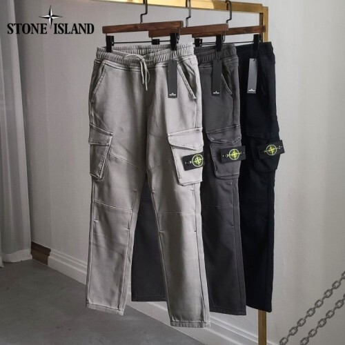 stone islan* 스톤아일랜* 카고 절개 기모 일자 팬츠