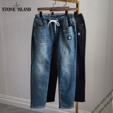 stone islan* 스톤아일랜* 사각패치 베이직 기모 밴딩 청바지