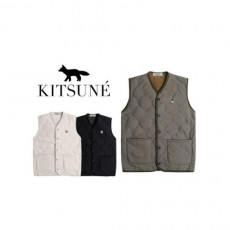 maison kitsun* 메종키츠* 덤블 퀄팅 후리스조끼