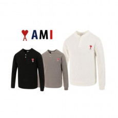 ami 아미 스몰패치 헨리넥 니트긴팔