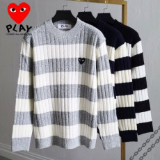comme des garco** 꼼데가르* 블랙와펜 램스울 골지 단가라 니트