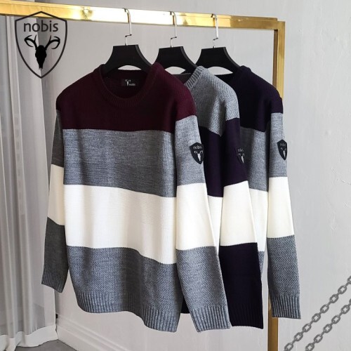 nobis 노비스 3단배색 라운드 니트