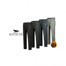 maison kitsun* 메종키츠* 헤드폭스 스판 기모본딩 청바지