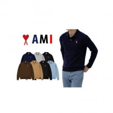 ami 아미 스몰패치 투버튼 캐시미어 긴팔 카라티