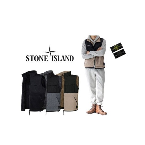 stone islan* 스톤아일랜* 캠프 와펜 오버핏 보아털 조끼