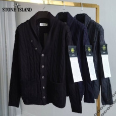stone islan* 스톤아일랜* 넥카라 꽈배기 가디건