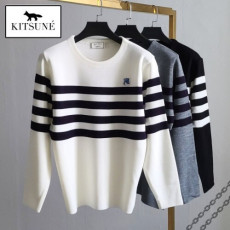 maison kitsun* 메종키츠* 블루폭스 사선 니트
