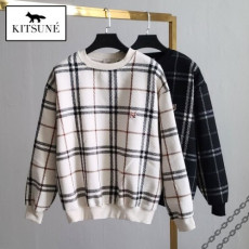 maison kitsun* 메종키츠* 폭스헤드 모직 체크 맨투맨