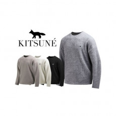 maison kitsun* 메종키츠* 그레이폭스 골지 기모 라운트티