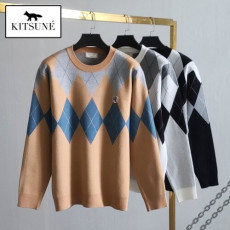 maison kitsun* 메종키츠* 블루폭스 아가일 니트