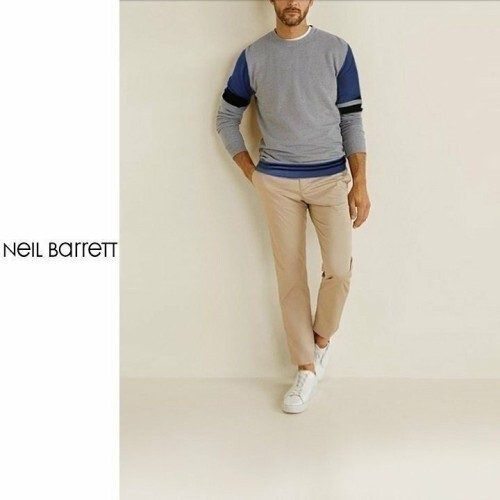 neil barrett 닐바렛 배색 라운드 니트