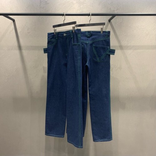  보테*베네* 그린 스티치 데님 팬츠