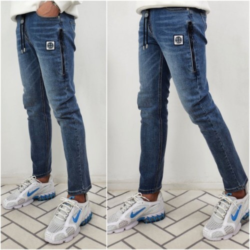 stone islan* 스톤아일랜* 가먼트 지퍼 데님 밴딩 팬츠
