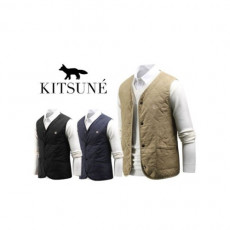 maison kitsun* 메종키츠* 헤드폭스 초경량 퀄팅 조끼
