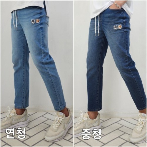 maison kitsun* 메종키츠* 더블 폭스 리얼 밴딩 팬츠