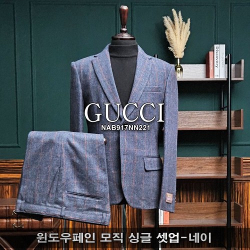  구* 윈도우페인 모직 싱글 셋업