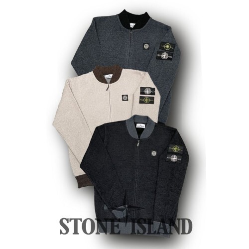 stone islan* 스톤아일랜* 스몰패치 2way 와팬 캐시 니트 집업 퍼트리밍 ma-1 블루종 스텐다드